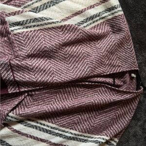 Chevron Patterned Shawl in Burgundy and Cream